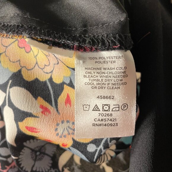 🔥 LOFT | Black/Red/Green/White Floral Chiffon Drawstring Skirt Small - Picture 4 of 4